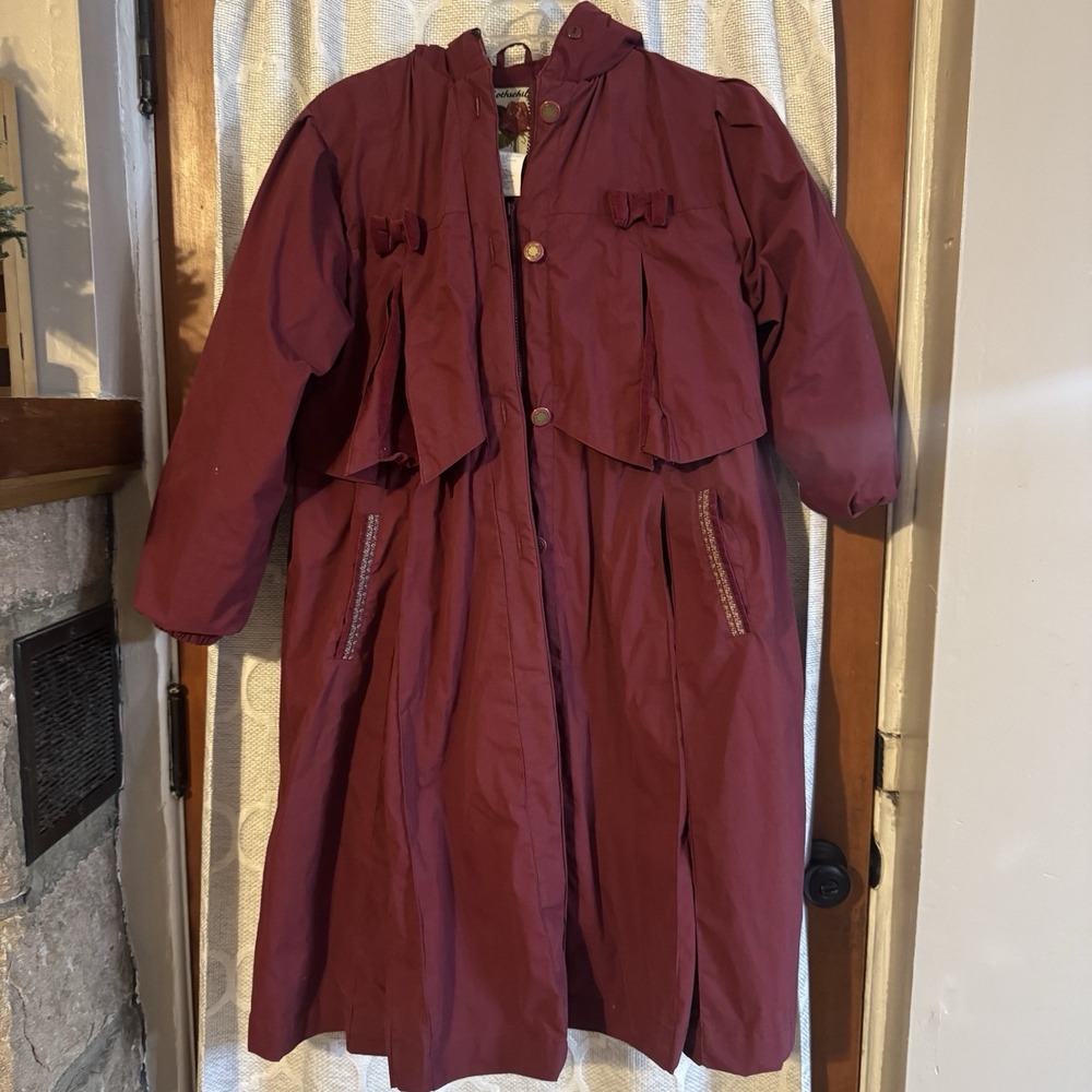Rothschild Burgundy Hooded‎ Long Puffer Coat Bows Velvet Girls (16)/Women's XS–S